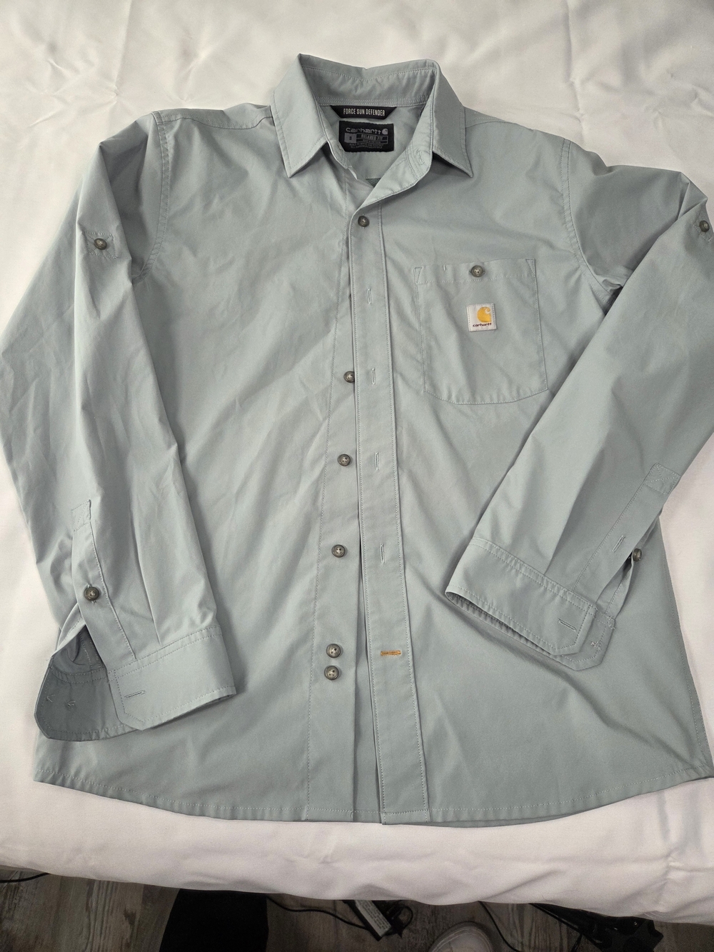 Carhartt Men's Light Gray Long-Sleeve Button-Down Work Shirt
